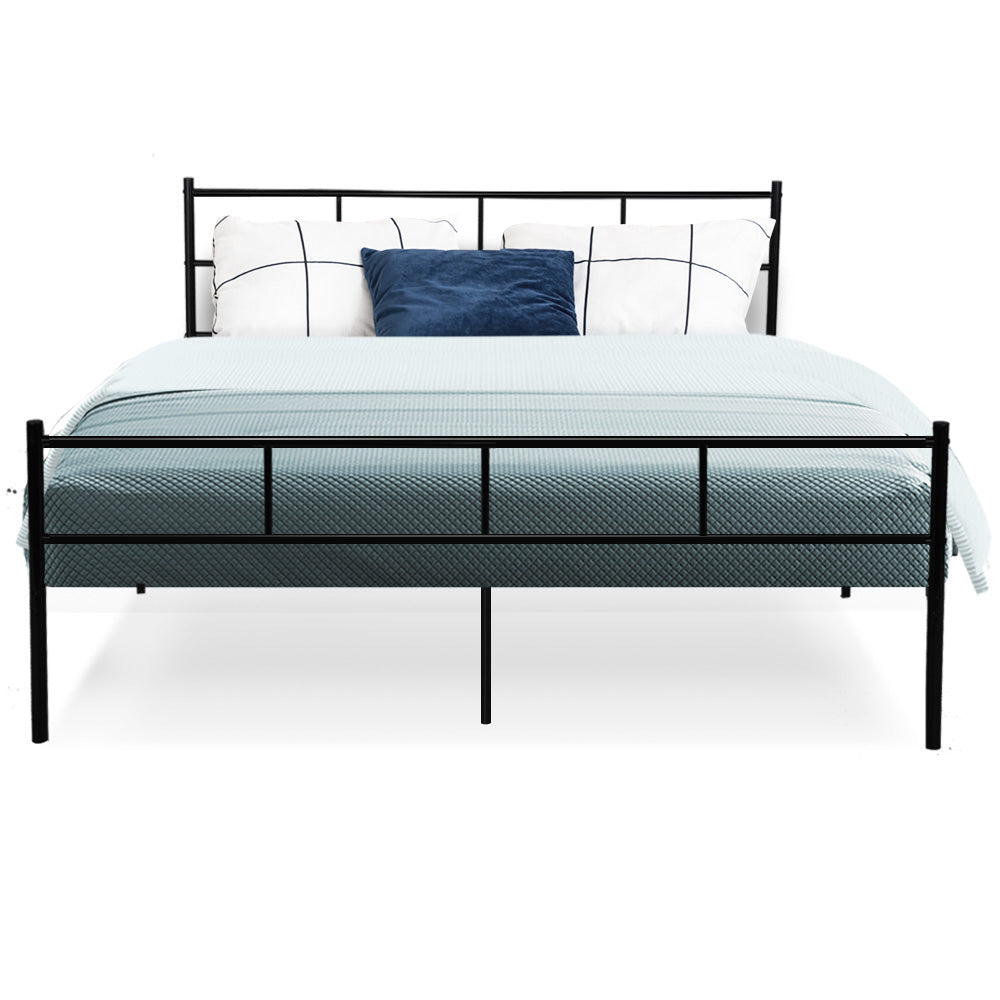 Artiss SOL queen metal bed frame side profile showing 88cm headboard height — Allure Home Collections