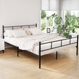 Artiss SOL queen metal bed frame in black powder-coated steel — full front view — Allure Home Collections