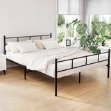 Artiss SOL queen metal bed frame in black powder-coated steel — full front view — Allure Home Collections