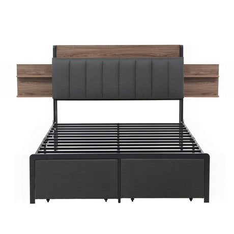 Geneva Double Metal Storage Bed, Grey, view 4