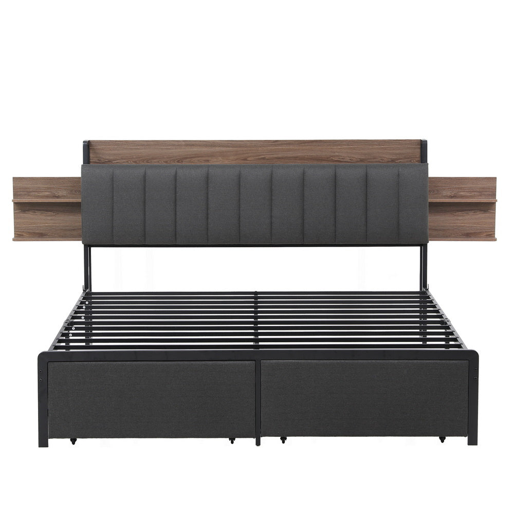 Tortona King Metal Bed Frame, Grey