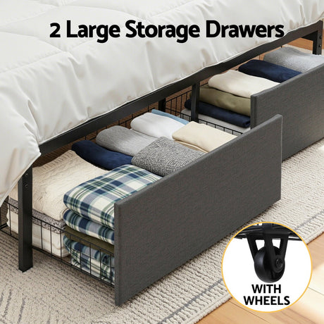 Tortona King Metal Bed Frame, Grey