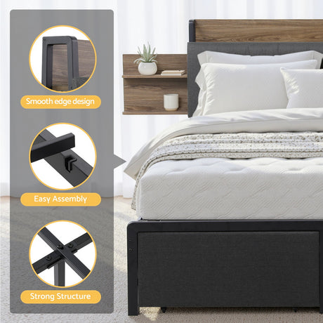 Tortona King Metal Bed Frame, Grey