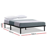 Artiss TED double black metal bed frame headboard close-up — Allure Home Collections