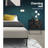 Artiss TED black metal double bed frame styled in bedroom — Allure Home Collections