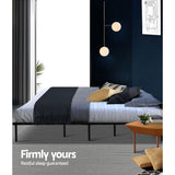 Artiss TED black metal bed frame styled in contemporary bedroom — Allure Home Collections