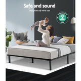 Artiss TED queen metal bed frame from foot end — Allure Home Collections