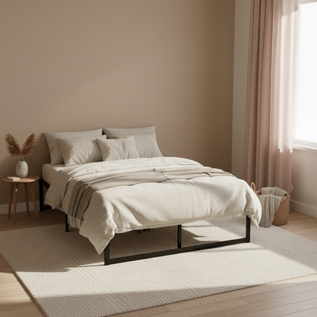 Savona Black Double bed frame in a modern bedroom