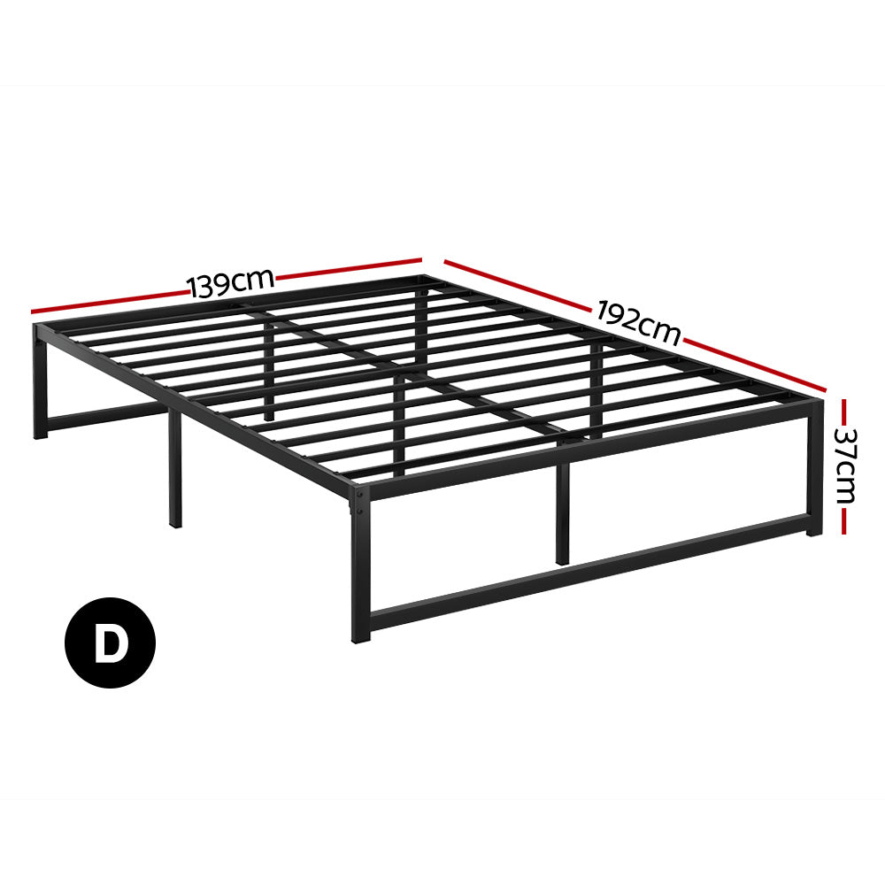 Artiss TINO double metal bed frame headboard close-up showing powder-coated steel — Allure Home Collections