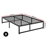 Artiss TINO double metal bed frame headboard close-up showing powder-coated steel — Allure Home Collections