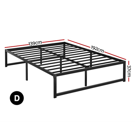 Artiss TINO double metal bed frame headboard close-up showing powder-coated steel — Allure Home Collections