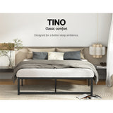 Artiss TINO black metal double bed frame styled in bedroom — Allure Home Collections