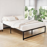 Artiss TINO double metal bed frame in minimalist black — full front view — Allure Home Collections