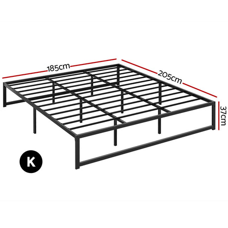 Artiss TINO bed frame headboard close-up showing powder-coated steel — Allure Home Collections