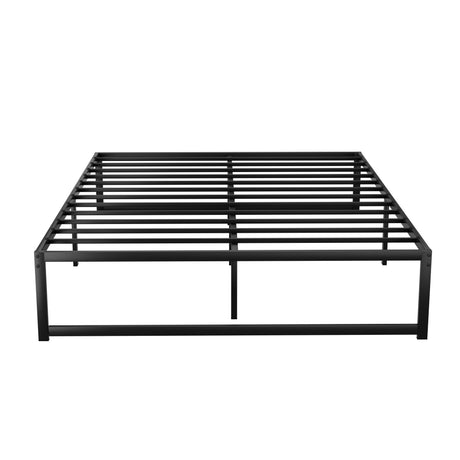 Artiss TINO queen metal bed frame side profile showing 37cm height — Allure Home Collections