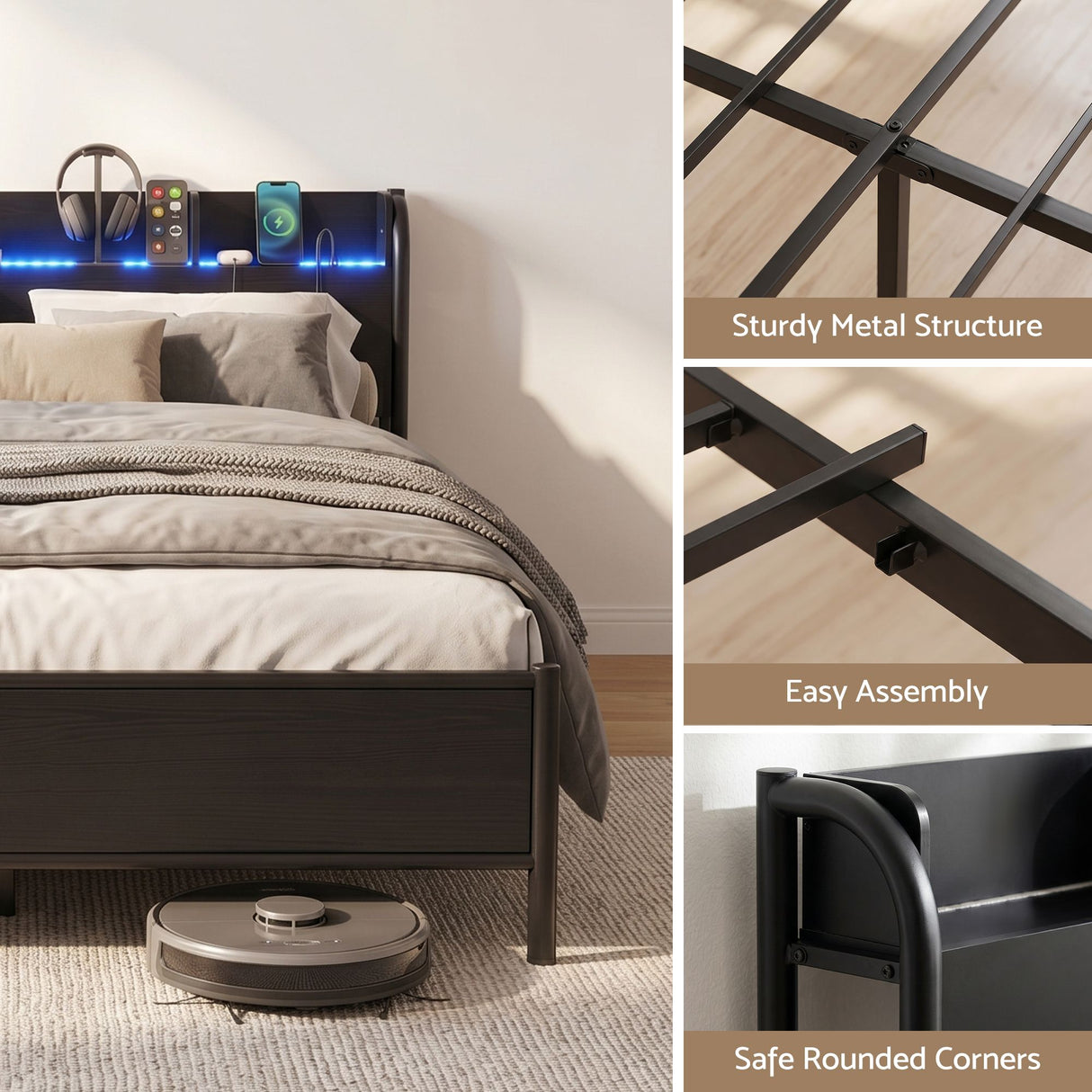 Imperia Single Metal Bed Frame, Black