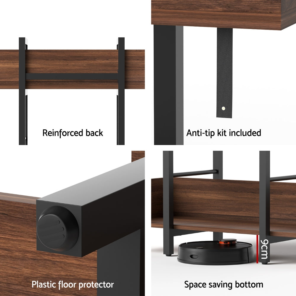 Artiss 5-Tier Walnut Bookshelf with Metal Frame