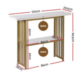 Artiss White & Gold Marble Effect Console Table