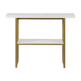 Artiss White & Gold Marble Effect Console Table