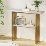 Artiss White & Gold Marble Effect Console Table