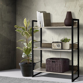 Salisbury 3 tier compact bookshelf in black and oak