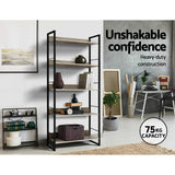 Artiss 5-Tier Bookshelf in Black and Oak