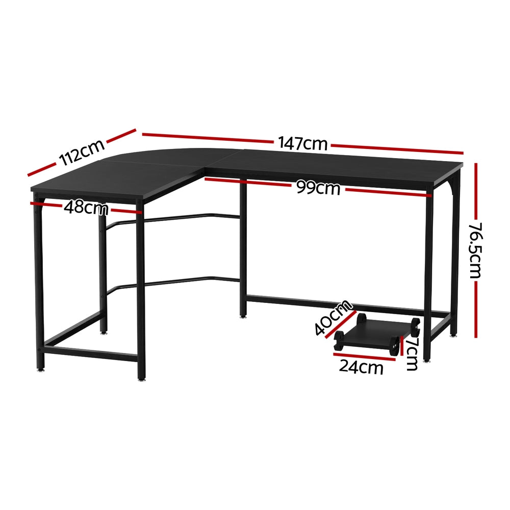 Artiss L-Shape Computer Desk with CPU Stand Black Brown or Oak — Allure Home Collections