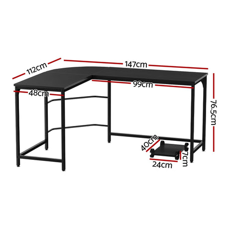 Artiss L-Shape Computer Desk with CPU Stand Black Brown or Oak — Allure Home Collections