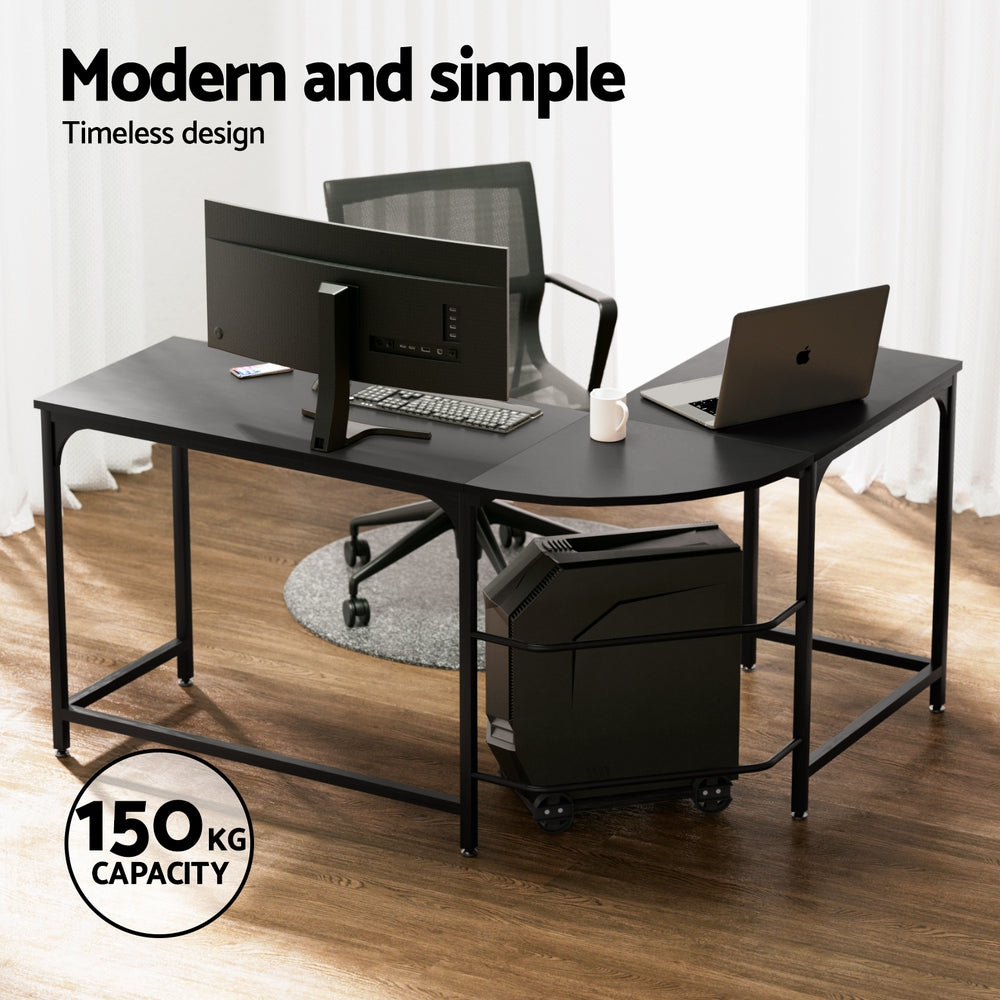 Artiss L-Shape Computer Desk with CPU Stand Black Brown or Oak — Allure Home Collections