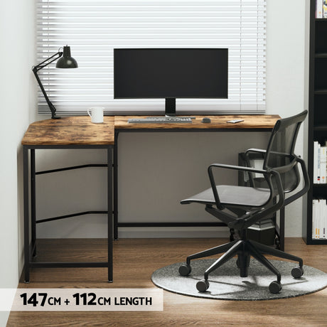 Watson brown L shaped corner computer desk in a home office