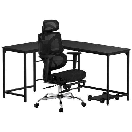Artiss L-Shape Computer Desk and Ergonomic Mesh Chair Combo — Allure Home Collections