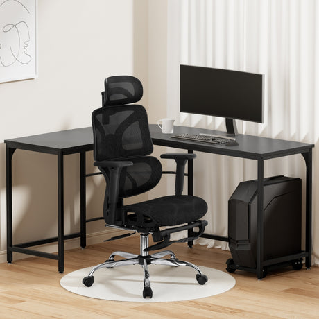 Artiss L-Shape Computer Desk and Ergonomic Mesh Chair Combo — Allure Home Collections