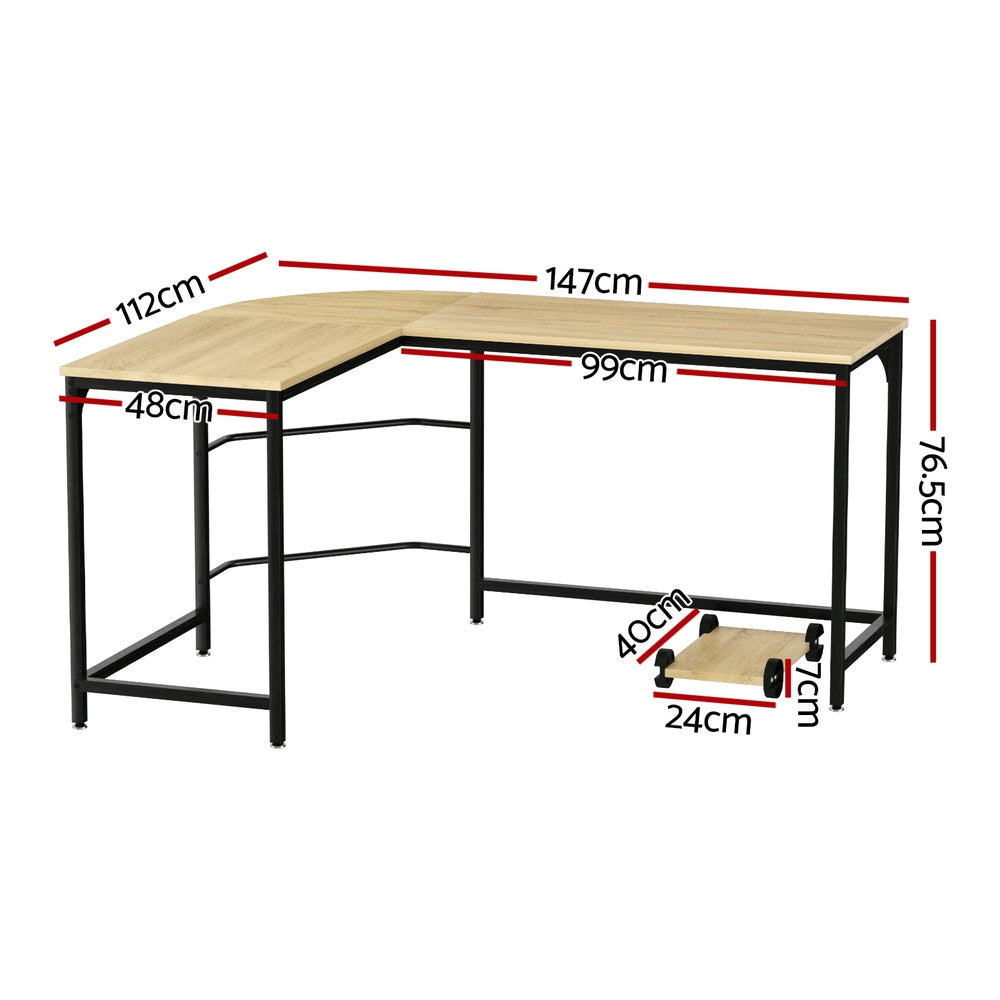 Artiss L-Shape Computer Desk with CPU Stand Black Brown or Oak — Allure Home Collections