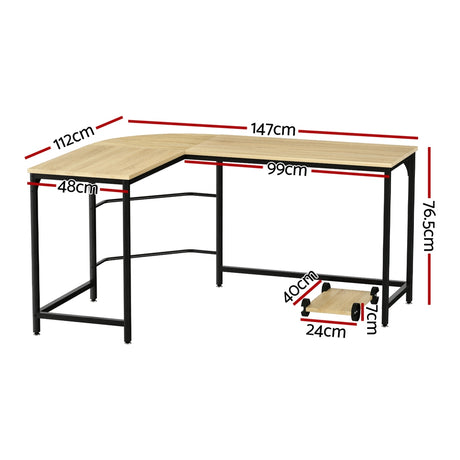 Artiss L-Shape Computer Desk with CPU Stand Black Brown or Oak — Allure Home Collections