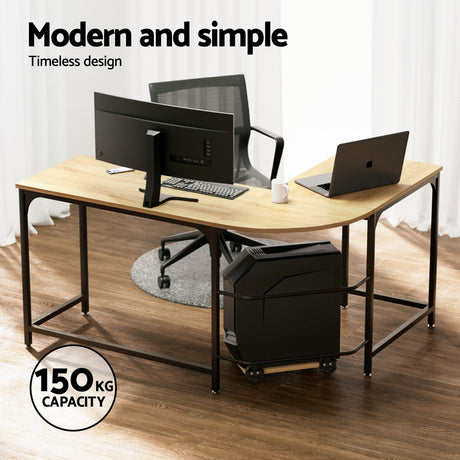 Artiss L-Shape Computer Desk with CPU Stand Black Brown or Oak — Allure Home Collections