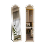 Apollo Bay arched LED full length floor mirror in a styled bedroom