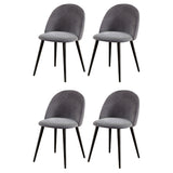 Velvet Curved Dining Chairs Set of 4