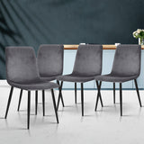 Hahndorf Dining Chair 4pcs, Grey Velvet