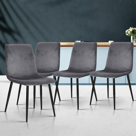 Hahndorf Dining Chair 4pcs, Grey Velvet