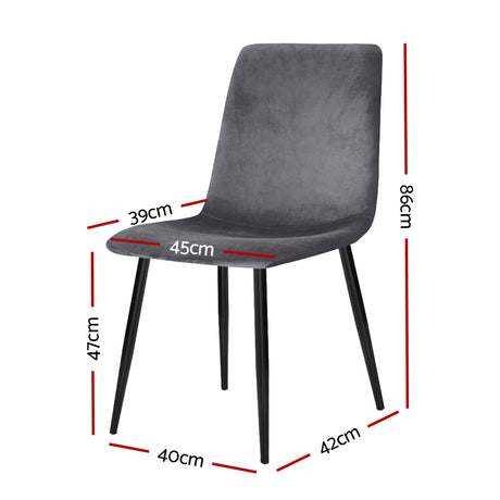 Hahndorf Dining Chair 4pcs, Grey Velvet