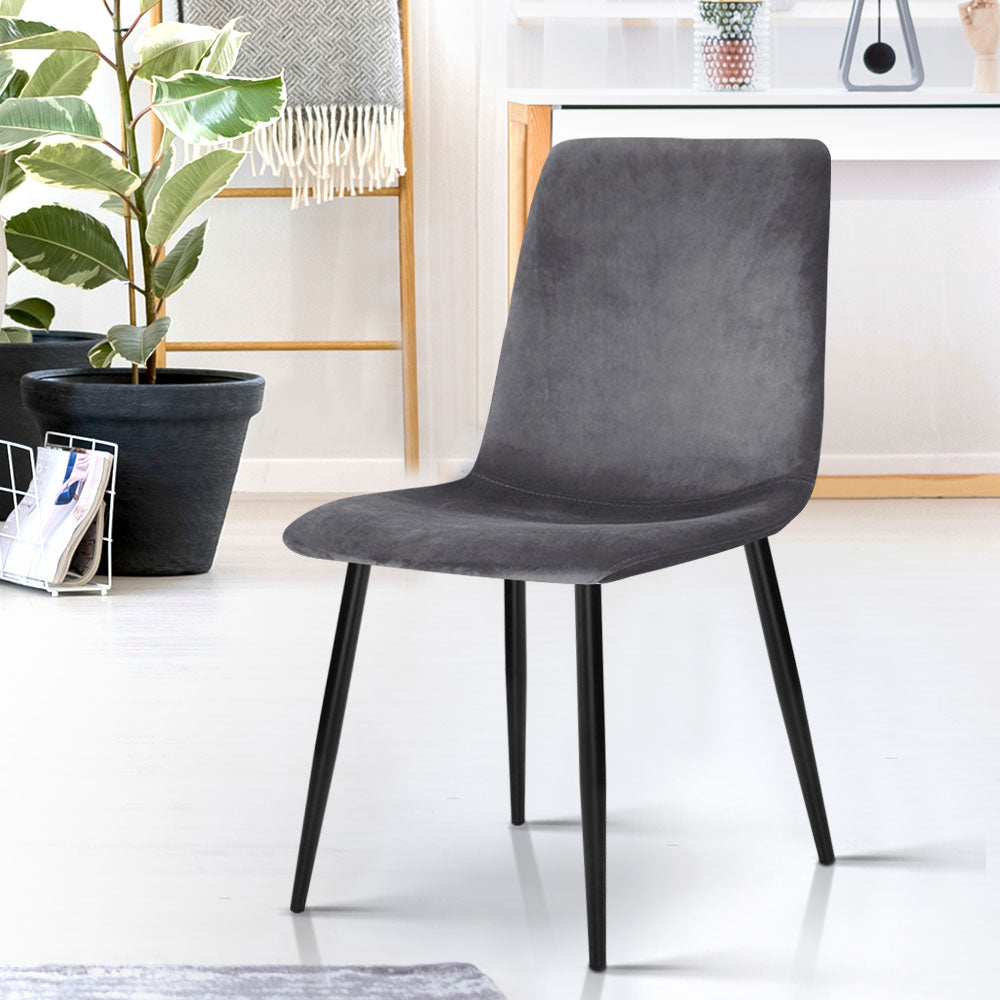 Hahndorf Dining Chair 4pcs, Grey Velvet