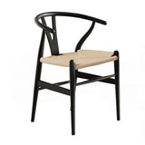 Black Wooden Rattan Wishbone Dining Chair