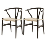 Artiss Wishbone Dining Chairs — Set of 2, Natural or Black Rubberwood with Kraft Paper Seat — Allure Home Collections