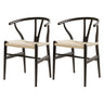 Artiss Wishbone Dining Chairs — Set of 2, Natural or Black Rubberwood with Kraft Paper Seat — Allure Home Collections