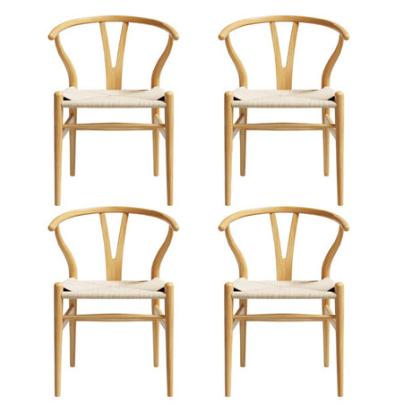 Artiss Wishbone Rattan Seat Dining Chair Set — Set of 4 or Set of 6 — Allure Home Collections