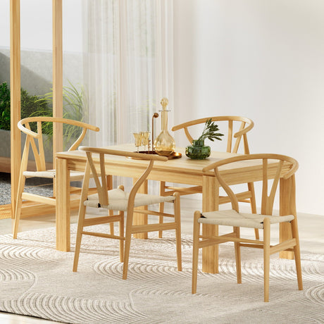 Artiss Wishbone Rattan Seat Dining Chair Set — Set of 4 or Set of 6 — Allure Home Collections