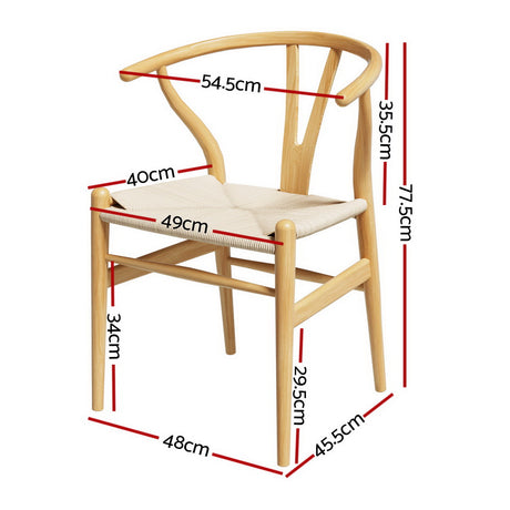 Cockatoo Valley natural wishbone dining armchair with woven paper rope seat