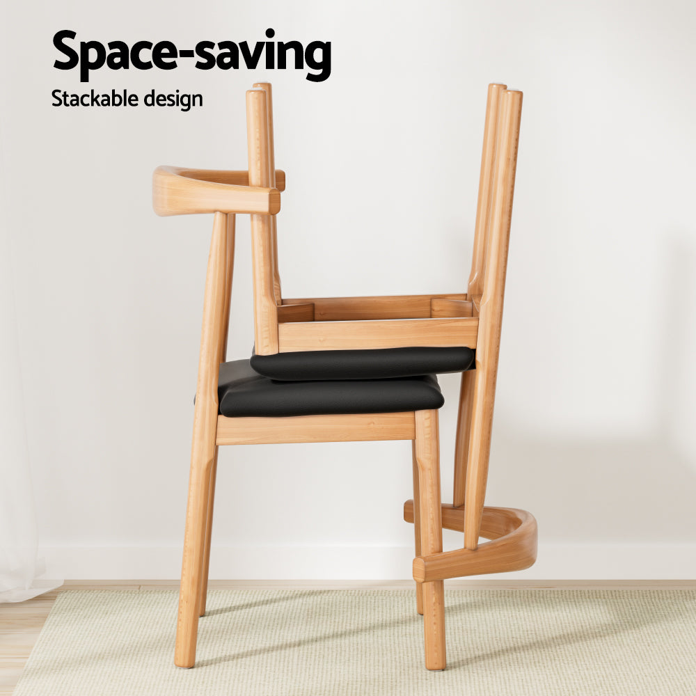 Elegant Dining Chairs in Rubber Wood & Leather