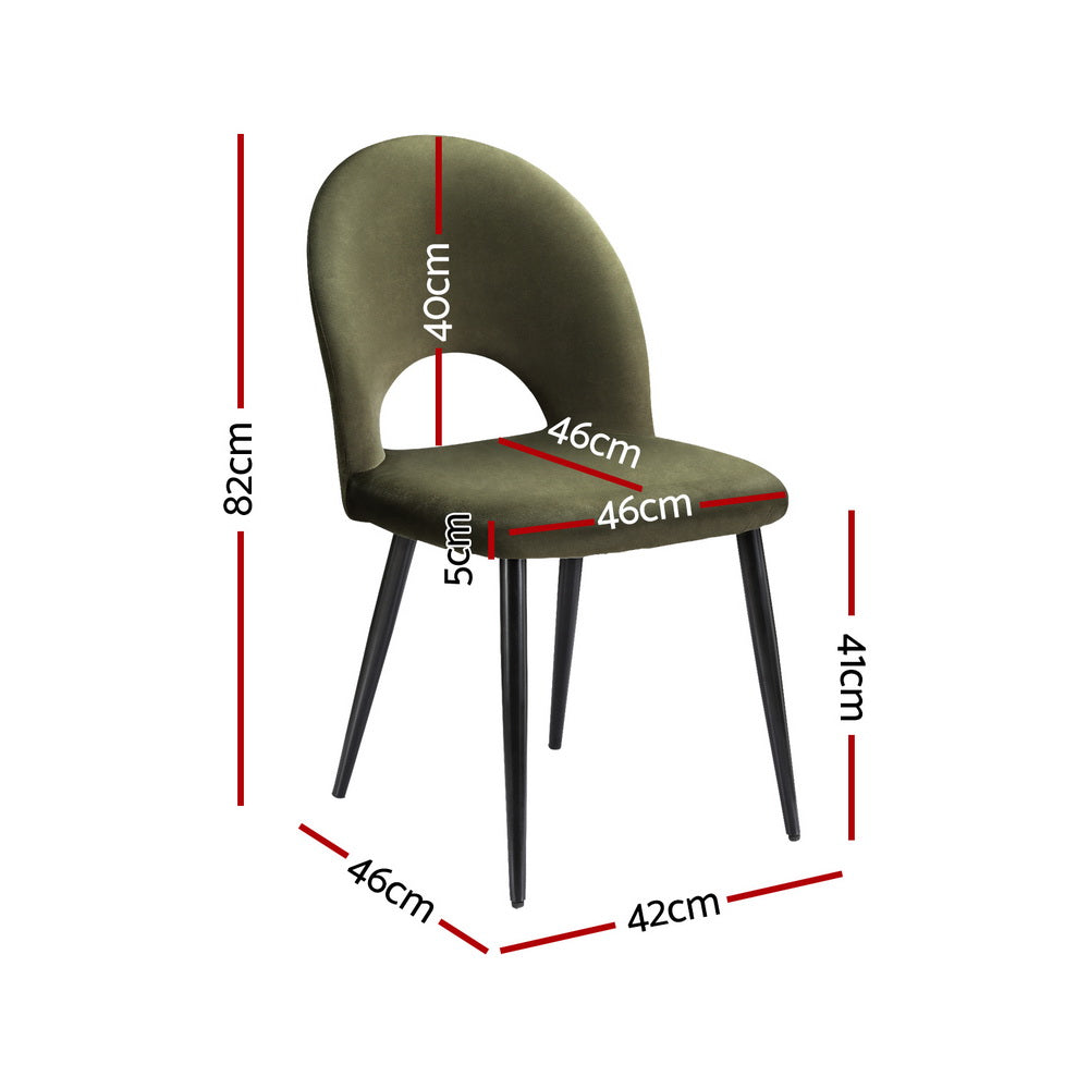 Artiss Velvet Hollow-Back Green Dining Chairs — Set of 4 — Allure Home Collections