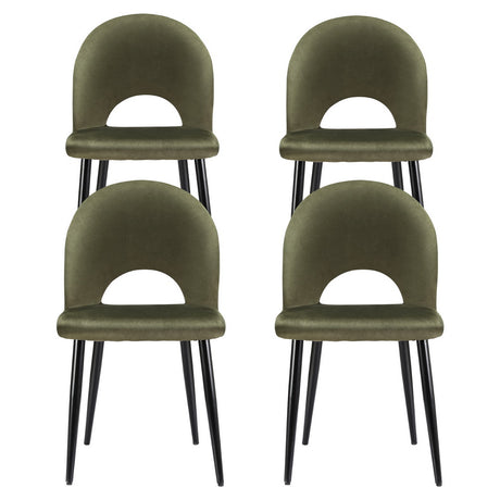 Artiss Velvet Hollow-Back Green Dining Chairs — Set of 4 — Allure Home Collections